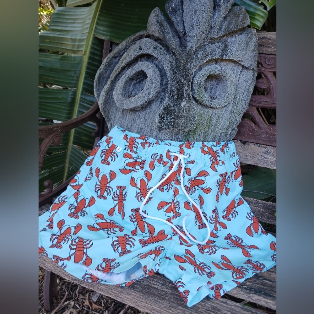 Men's Lobster print Swim Trunks Size SMALL